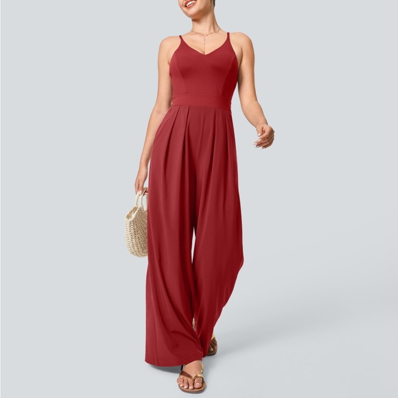 Halara Breezeful™ Backless Side Zipper Pocket Wide Leg Quick Dry Jumpsuit - Picture 7 of 9